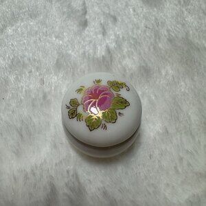 Vintage Miniature Floral Porcelain Trinket Box Dollhouse